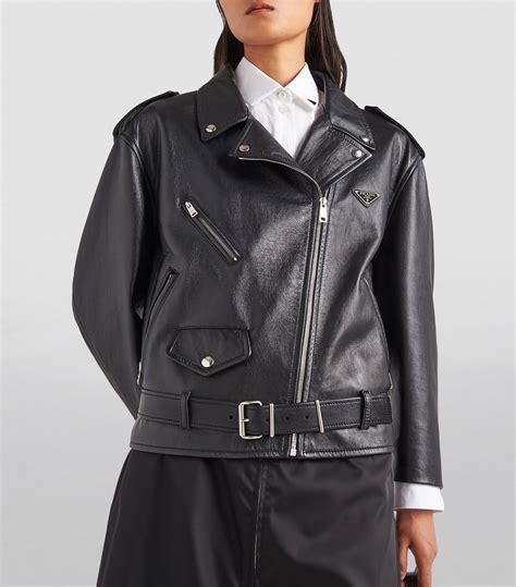 prada nappa leather biker jacket|Black Nappa Leather Biker Jacket .